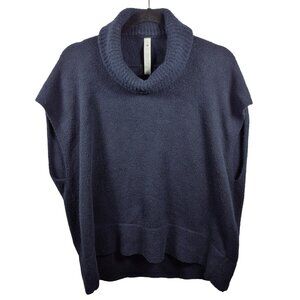 Lululemon Sweater Womens 8 Blue Wool Pullover Tunic Brushed Cotton Athleisure